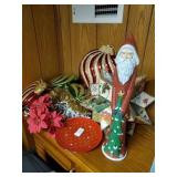Santa Claus, dish, lights , large Christmas ball