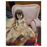 Vintage Nancy Ann doll & reading pillow