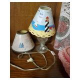 Small glass lamp & 2 shades