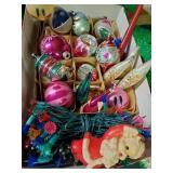 Vintage Christmas ornaments, lights & Santa