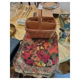 Wicker utensil basket & 5 floral placemats