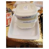 Corning ware casserole dish and 3 lidded petite