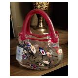 Murano style hand blown glass floral purse vase
