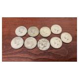 (9) 1968 Kennedy Half Dollars 40% Silver