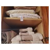 Towels  and linens 2 shelf lot