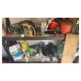 Two Shelves of Gardening Items
