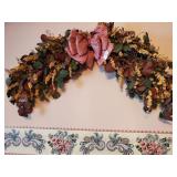 Floral swag and 2 floral wall hangings