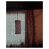 Burnished brass cylinder hanging light & 4 wall
