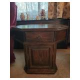 Octagonal wood side table with storage