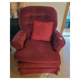 Burgundy swivel rocker good condition w/throw