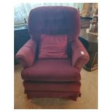 Burgundy swivel rocker- good condition with throw