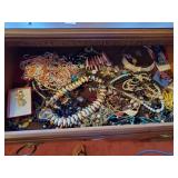 Middle dresser drawer of costume jewelry