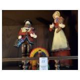 2 Pilgrim figurines and turkey candle