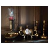 4 brass candle stick holders