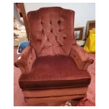 Very nice tufted Burgundy swivel arm chair