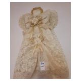 Lace hanging  angel & gold framed print of church
