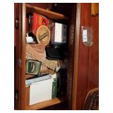 Night stand drawer of note pads & coin wrappers
