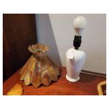 Glossy white lamp and leaded brown marbled