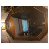 Octagonal gold framed wall mirror 40" wide