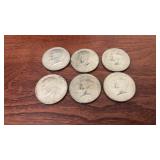 (6) 1969 Kennedy Half Dollars 40% Silver