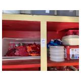 Vintage plastic containers, cookie cutters &