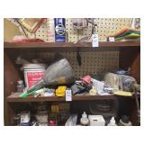 Shelf Lot of Fluids and Hardware