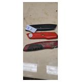 Three utility knives Stanley Milwaukee