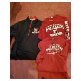 1 Muhlenberg zippered sweatshirt and 3 t shirts