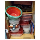 Bottom shelf lot of food storage containers