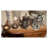 Plated Tea Pot/ Creamer/Sugar & lantern
