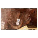 Lot of Pink Depression Tea Cups and Dishes
