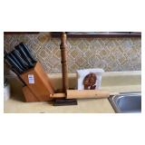 Knife Block/Wooden Towel & Napkin Holders/Rolling