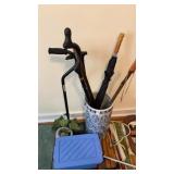 Cane and Umbrella Can, and Contents
