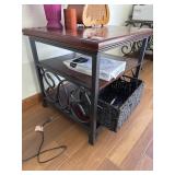 Wooden 2 tier side table with scrolled metal 2 X