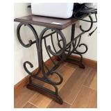 Wooden magazine rack with scrolled metal 24 X 14