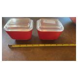 Vintage Red Refrigerator Glass Containers