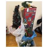 Lot of 3 faux Christmas trees and pick