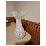 White ruffle glass vase made in Italy