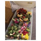 Storage container full of faux florals