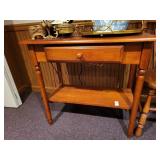 Wooden foyer table with storage & chair