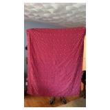 Vintage White and Red Knotted Quilt Hand Made