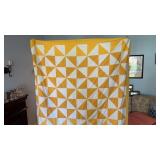 Yellow and White Pinwheel Quilt Handmade 68x64