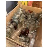Box of assorted glassware bottles