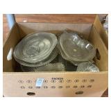 Box of assorted glass plates and bowls