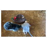 Mini Porcelain Doll, Kitten, straw hat