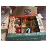 Vintage Poland and Shiny Brite ornaments in box