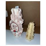 Vintage Hand Carved Sculpted Ribbon Candle