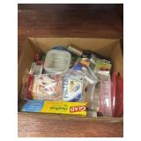 Lot of kitchen household items - spices, cling