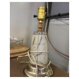 Vintage table lamp base with wheat etching