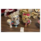 2 vintage yorkie Christmas ornaments